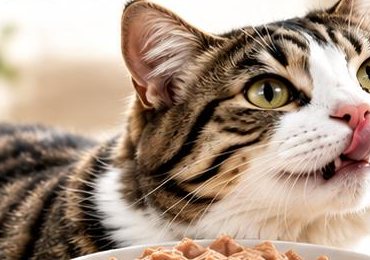Gato disfrutando su alimento