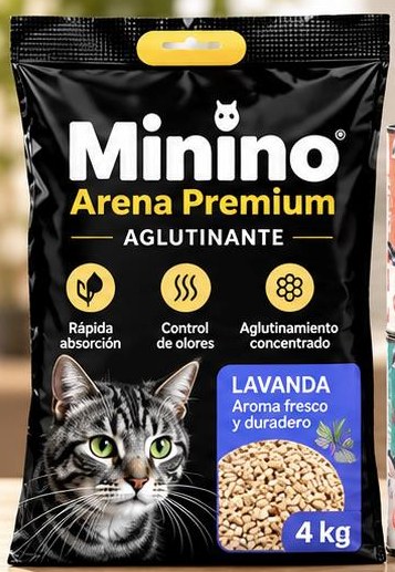Envase Minino Arena Premium Aglutinante Lavanda 4 kg