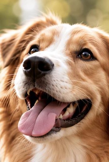 Perro feliz con la lengua afuera